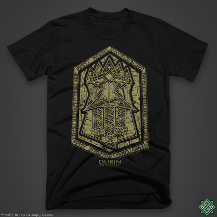 Licensed Lord of the Rings t-shirt with Durin the Deathless design