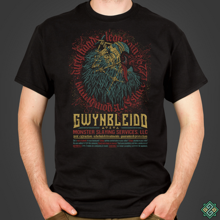 The Witcher inspired mens Gwynbleidd t-shirt with griffon monster trophy art print