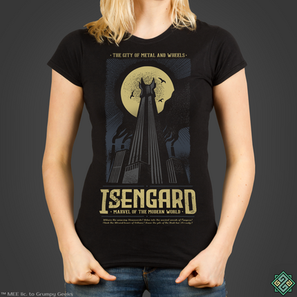 Licensed Lord of the Rings ladies t-shirt with Isengard industrial poster art print
