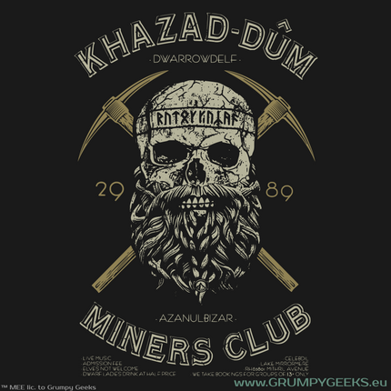 Lord of the Rings themed Khazad-dum Moria Miners Club artwork