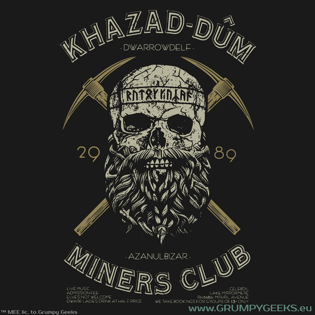 Lord of the Rings themed Khazad-dum Moria Miners Club artwork