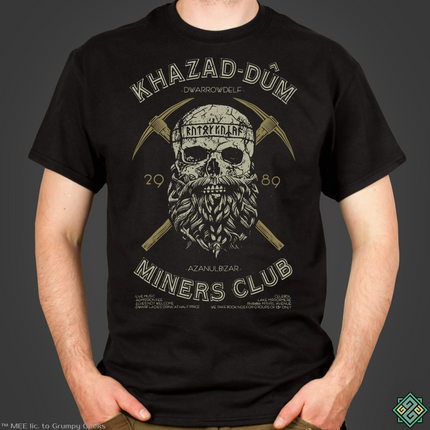 Licensed Lord of the Rings mens t-shirt with Khazad-dum Moria Miners art print