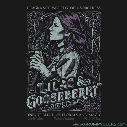 Lilac & Gooseberry perfume label by Yennefer of Vengerberg from the Witcher universe