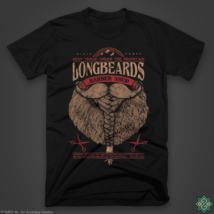 Licensed Lord of the Rings t-shirt with Longbeards Barbershop design