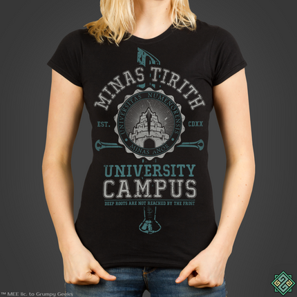 Licensed Lord of the Rings ladies t-shirt with Minas Tirith Gondor University art print