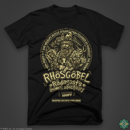Licensed Lord of the Rings t-shirt with Radagast's Animal Sanctuary design