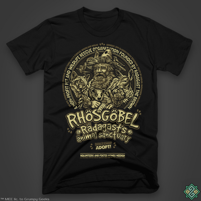 Licensed Lord of the Rings t-shirt with Radagast's Animal Sanctuary design