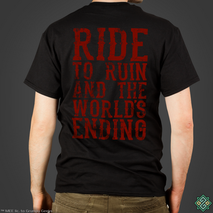 Licensed Lord of the Rings mens t-shirt with Ride to Ruin art print