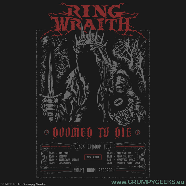 Lord of the Rings themed Ringwraith Nazgul Doomed to Die black metal album artwork