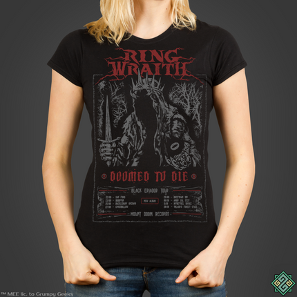 Licensed Lord of the Rings ladies t-shirt with Ringwraith Nazgul metal tour art print