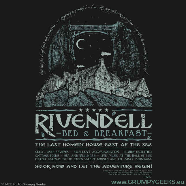 Lord of the Rings themed Rivendell Bed & Breakfast artwork