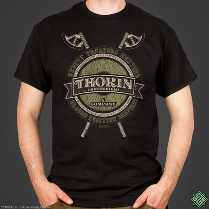 Licensed Lord of the Rings mens t-shirt with Thorin and Company art print
