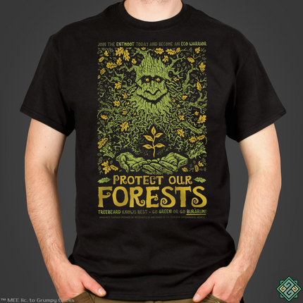 Licensed Lord of the Rings mens t-shirt with Protect our Forests Eco Ent art print