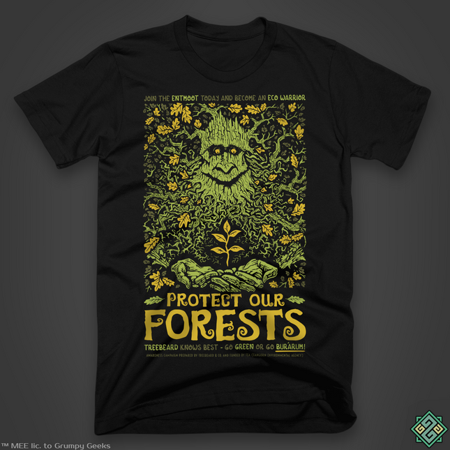 Licensed Lord of the Rings t-shirt with Protect our Forests Ent Burarum design