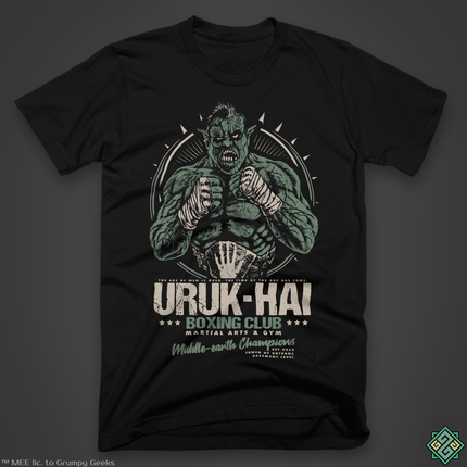 Licensed Lord of the Rings t-shirt with Uruk-hai Boxing Club design