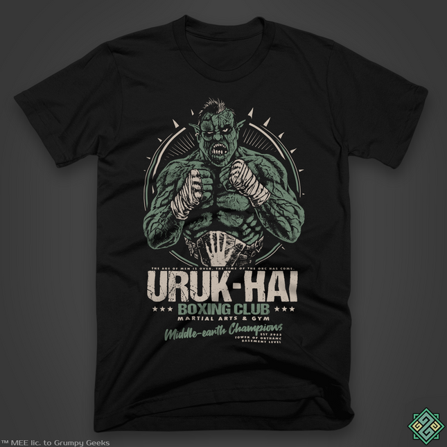 Licensed Lord of the Rings t-shirt with Uruk-hai Boxing Club design