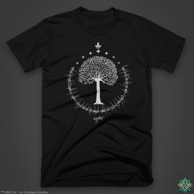 Licensed Lord of the Rings t-shirt with The White Tree of Gondor royal crest design
